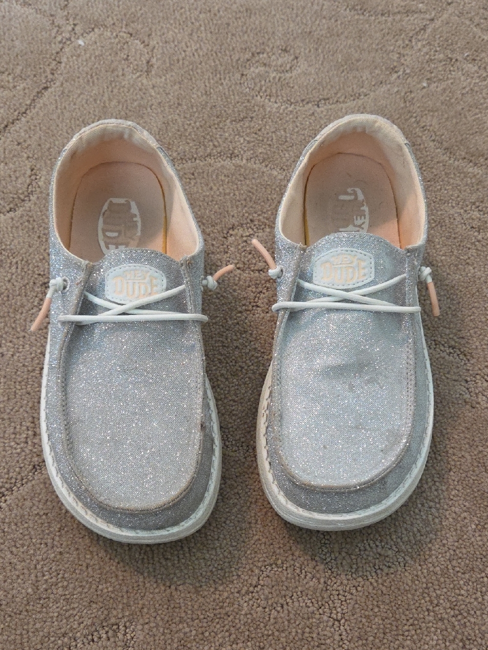Hey Dude Kids Glitter Slip-Ons in Silver Sparkle